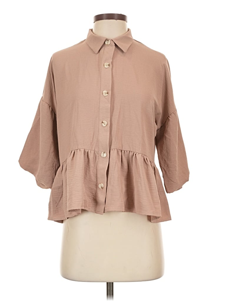 Pre-owned Misia 3/4 Sleeve Blouse In Tan