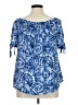 Spense 100% Polyester Blue Short Sleeve Blouse Size XL - photo 2
