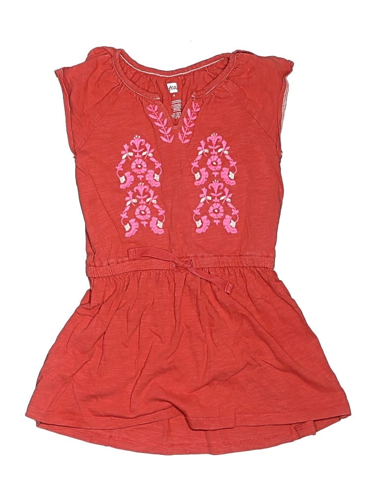 Pre-owned Tea Kids' Dress In Red