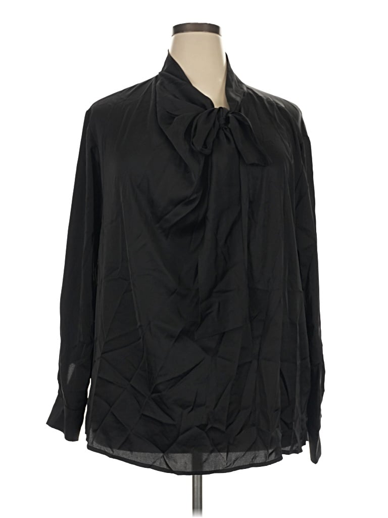 Pre-owned Eloquii Long Sleeve Blouse In Black