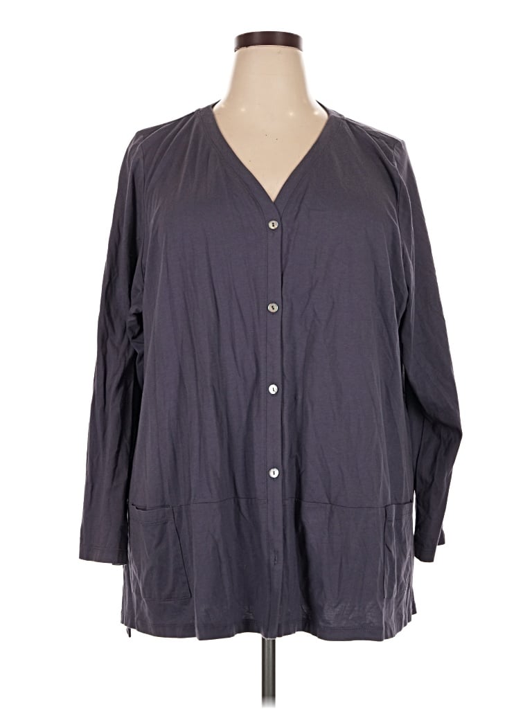 Pre-owned Logo By Lori Goldstein Cardigan Sweater In Gray