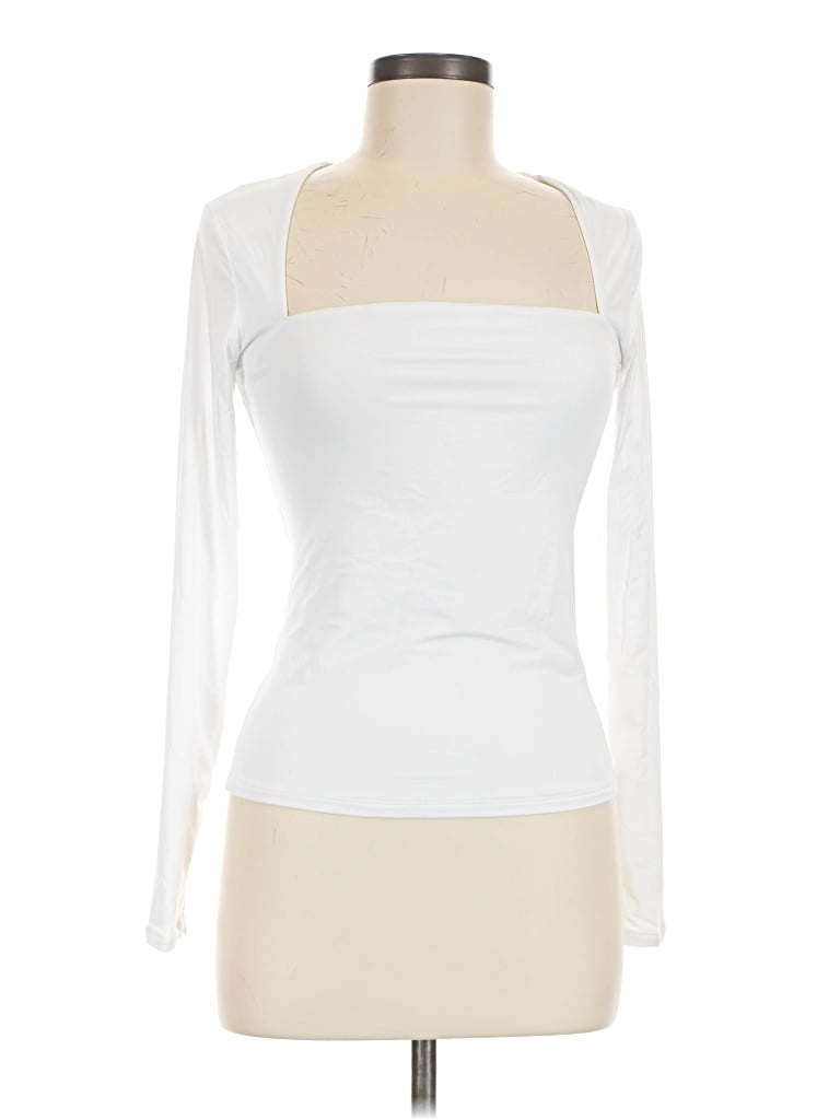 Reoria Long Sleeve Top White Strapless Neckline Tops
