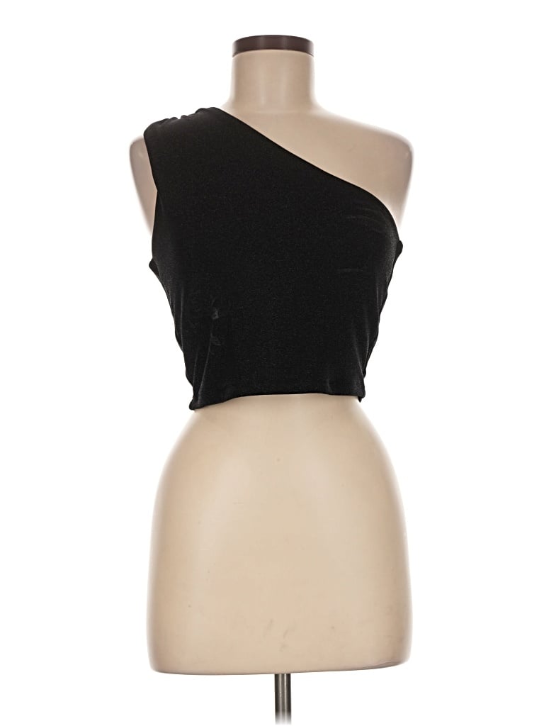 Pre-owned Klassy Network Sleeveless Top Black One Shoulder Neckline Tops