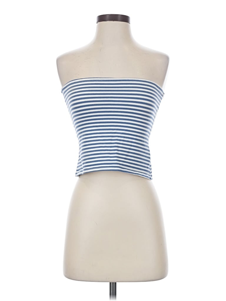 Pre-owned Edikted Tube Top Blue Strapless Neckline Tops