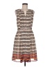 Halogen 100% Polyester Chevron-herringbone Tan Casual Dress Size 8 - photo 1