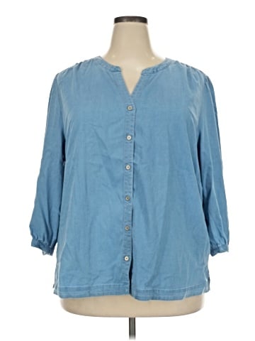 Gloria Vanderbilt 3/4 Sleeve Button-Down Shirt (view 1)