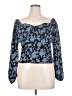 Torrid 100% Polyester Animal Print Blue Black Long Sleeve Blouse Size 1X Plus (1) - photo 1