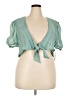 ELOQUII Teal Short Sleeve Blouse Size 18 Plus - photo 1