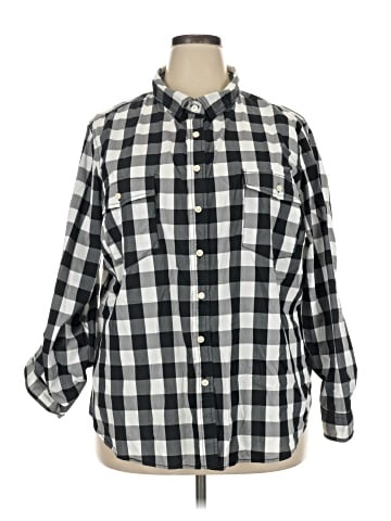 Per Se 3/4 Sleeve Button-Down Shirt (view 1)