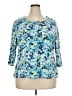 Studio Works 100% Cotton Blue 3/4 Sleeve Top Size 2X - photo 1