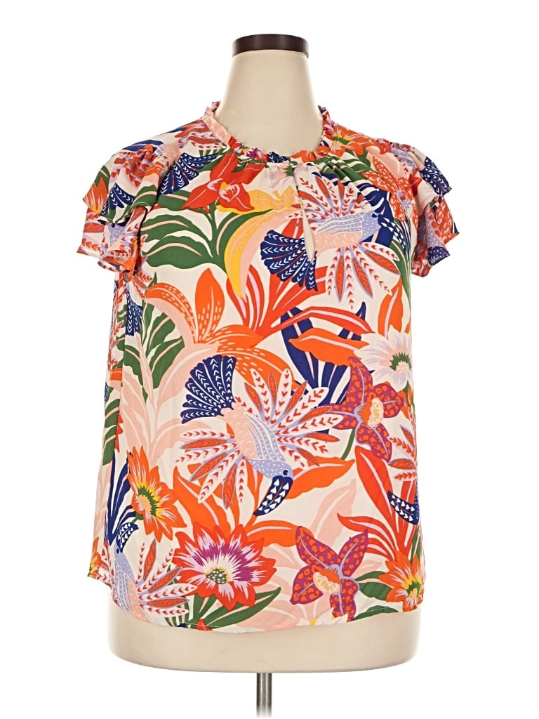 Pre-owned Sugarlips Short Sleeve Blouse In Orange