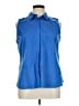 Talbots Blue Sleeveless Button-Down Shirt Size 16 Petite - photo 1