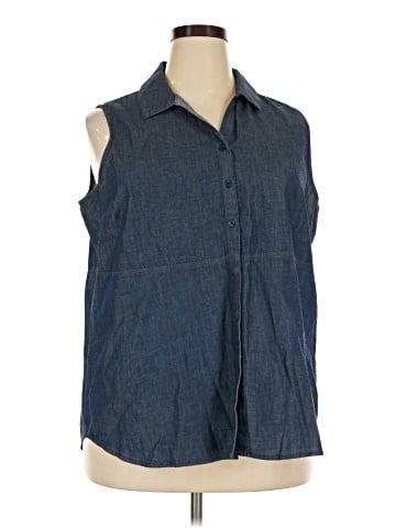 Kelly By Clinton Kelly Sleeveless Button-Down Shirt (view 1)