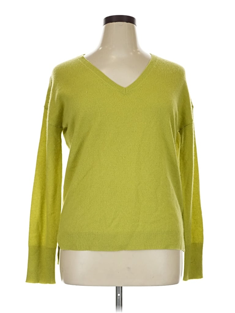 Pre-owned Halogen Cashmere Pullover Sweater In Green