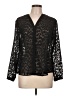 Ann Taylor 100% Polyester Animal Print Black Long Sleeve Blouse Size L (petite) - photo 1