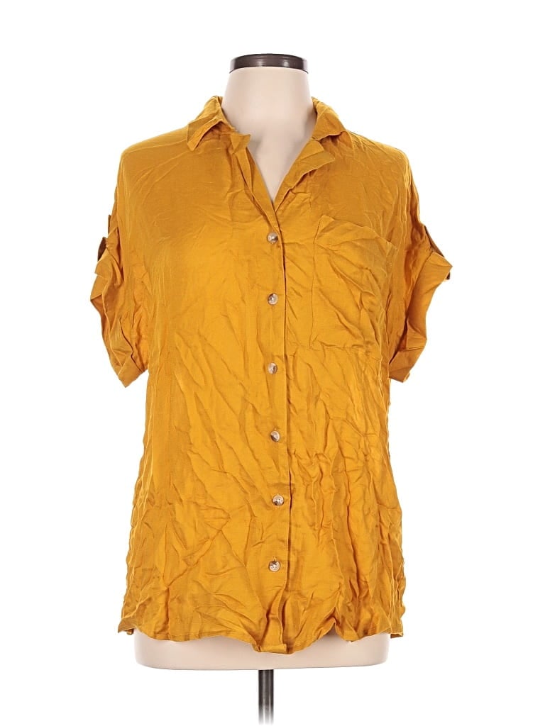 Pre-owned Cato Short Sleeve Blouse In Yellow