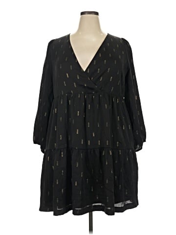 Madewell Metallic Jacquard Faux-Wrap Tiered Mini Dress (view 1)