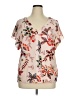 Sanctuary 100% Viscose Floral Tan Short Sleeve Blouse Size 1X - photo 1