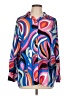 Boohoo 100% Polyester Print Blue Long Sleeve Blouse Size 10 - photo 1