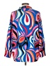 Boohoo 100% Polyester Print Blue Long Sleeve Blouse Size 10 - photo 2