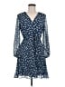Ann Taylor 100% Polyester Print Blue Casual Dress Size 8 Petite - photo 1