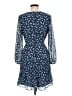 Ann Taylor 100% Polyester Print Blue Casual Dress Size 8 Petite - photo 2