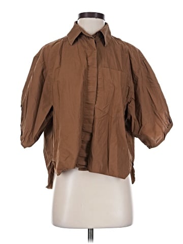 Zara 3/4 Sleeve Button-Down Shirt (view 1)