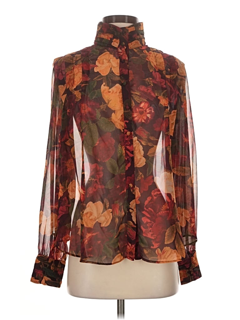 Pre-owned Vici Long Sleeve Blouse In Brown