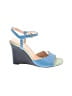 J.Crew 100% Leather Color Block Blue Wedges Size 5 1/2 - photo 1