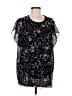 CAbi 100% Rayon Stars Black Short Sleeve Blouse Size M - photo 1