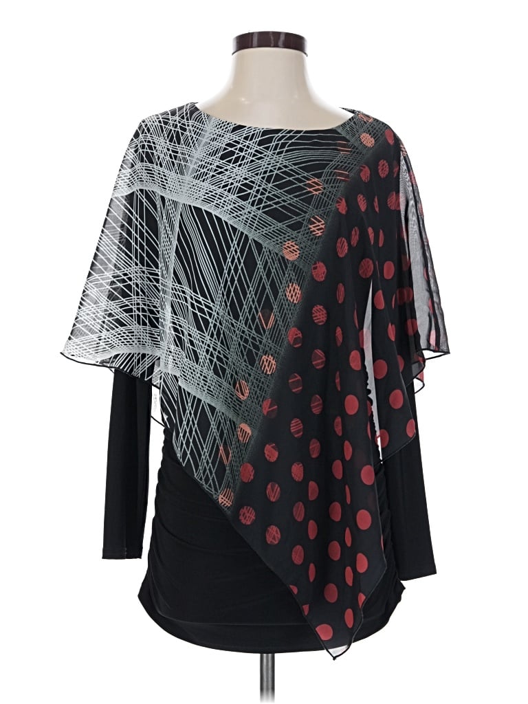 Pre-owned Michael Tyler Long Sleeve Top Black Boatneck Tops