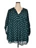 Torrid 100% Polyester Polka Dots Teal 3/4 Sleeve Blouse Size 5X Plus (5) - photo 1