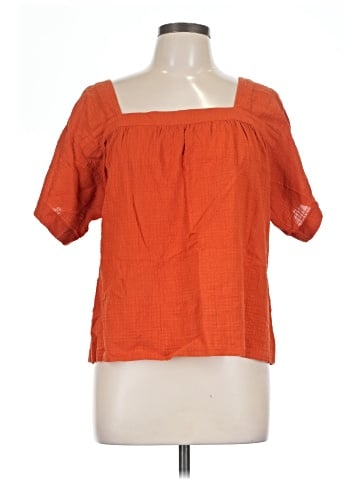 Madewell Square-Neck Short-Sleeve Popover Top in Windowpane (view 1)
