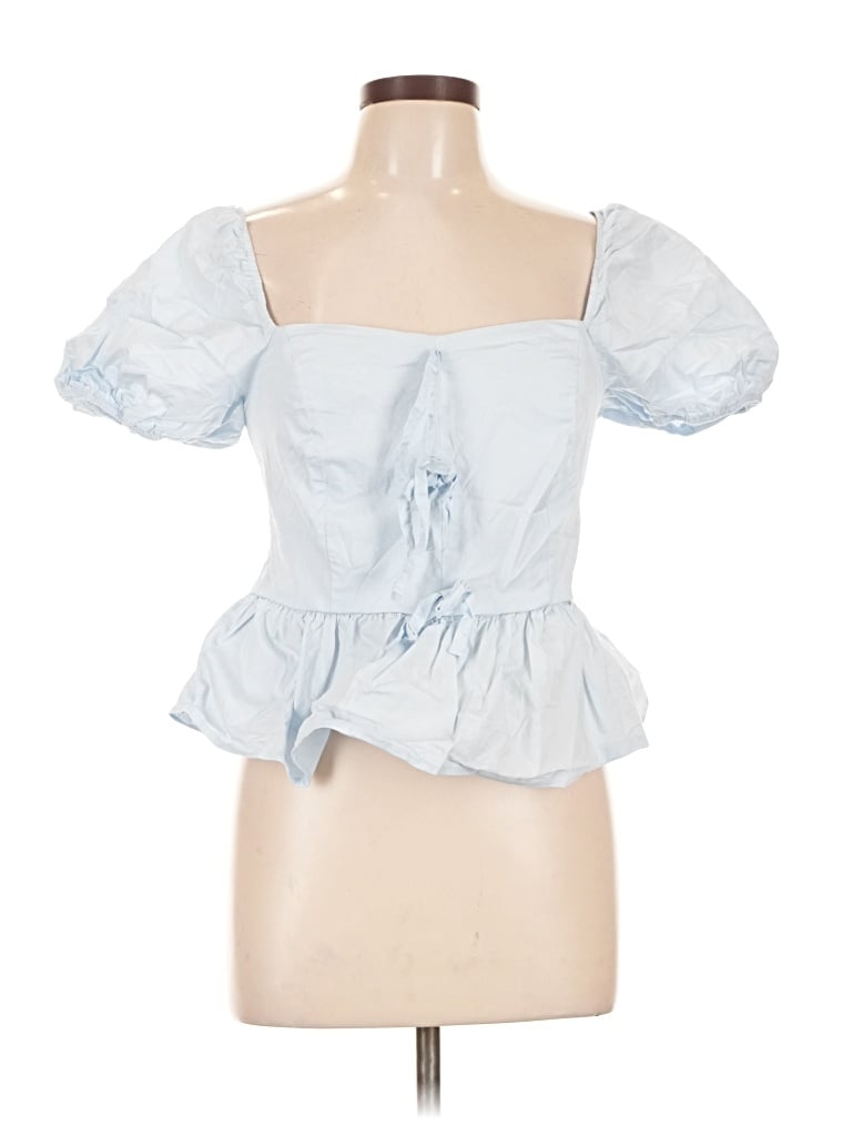 Pre-owned Francesca's Short Sleeve Blouse In Blue