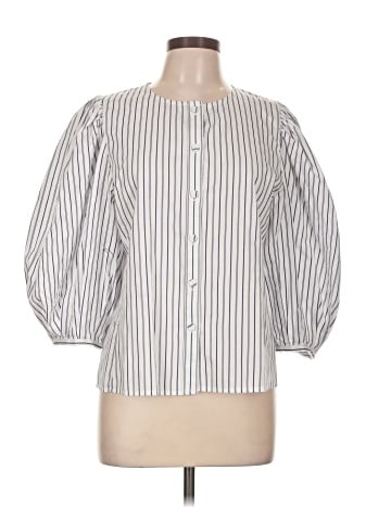 Madewell Puff-Sleeve Button-Up Top in Stripe (view 1)