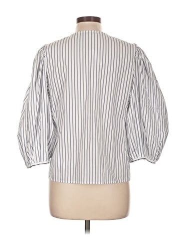 Madewell Puff-Sleeve Button-Up Top in Stripe (view 2)