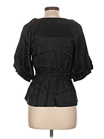 Madewell Shirred Puff-Sleeve Top in Satin (view 2)