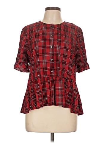 Madewell Studio Ruffle-Hem Top in Clanton Plaid (view 1)
