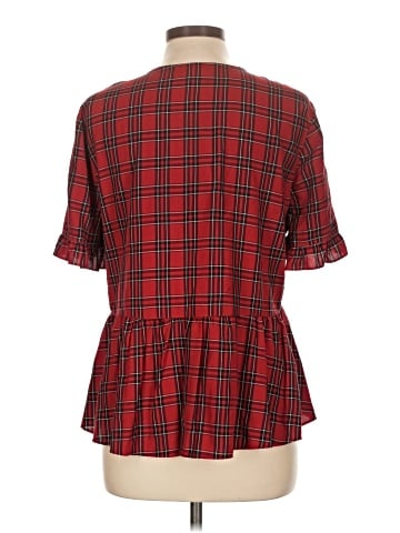 Madewell Studio Ruffle-Hem Top in Clanton Plaid (view 2)