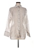 Zara Metallic Silver Long Sleeve Button-Down Shirt Size M - photo 1
