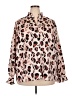 ELOQUII 100% Polyester Animal Print Ivory Long Sleeve Blouse Size 24 - photo 1