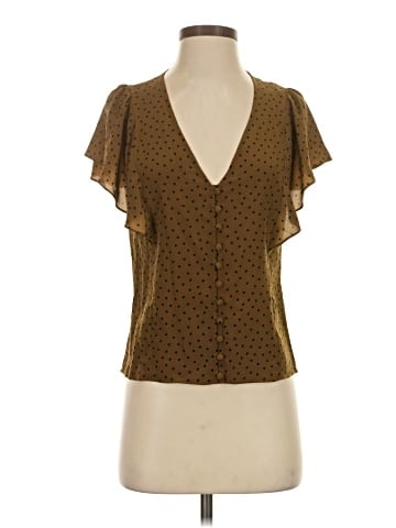 Madewell Silk Carmelina Flutter-Sleeve Top in Polka Dot (view 1)