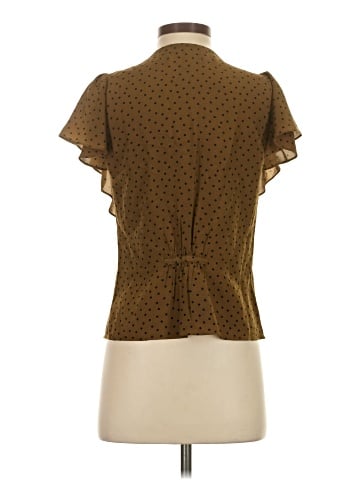 Madewell Silk Carmelina Flutter-Sleeve Top in Polka Dot (view 2)