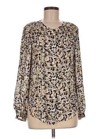 Theory Long Sleeve Silk Top (view 1)