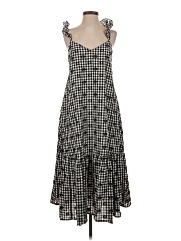 Madewell Ruffle-Hem Tent Midi Dress in Clip Gingham (view 1)