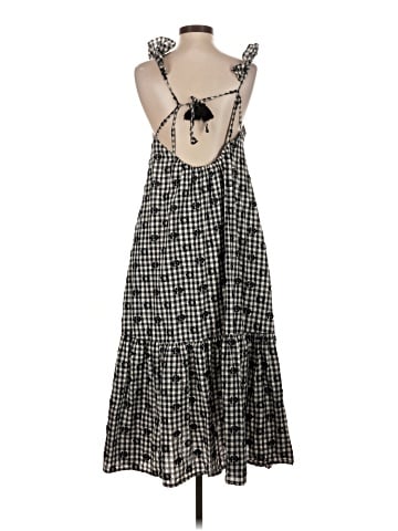 Madewell Ruffle-Hem Tent Midi Dress in Clip Gingham (view 2)
