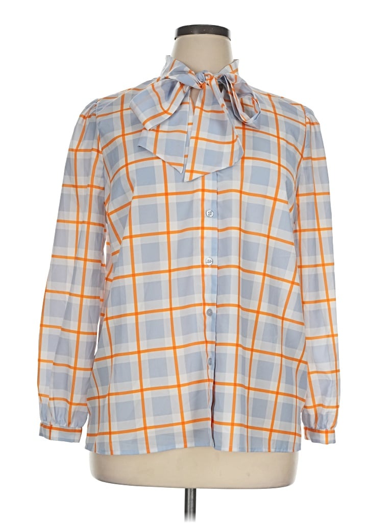 Pre-owned Eloquii Long Sleeve Blouse In Orange