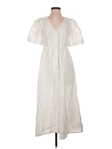 Madewell Cassie Button-Front Midi Dress in Embroidered Linen (view 1)