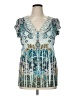 One World Paisley Blue Short Sleeve Top Size XL - photo 1