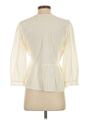 Madewell Embroidered Eyelet Puff-Sleeve Peplum Wrap Top (view 2)